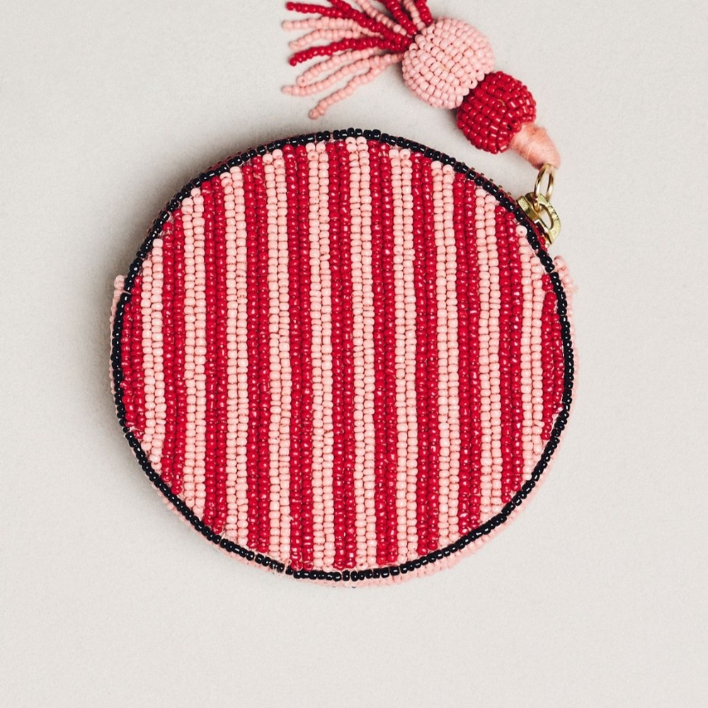 ❤️ ANTHROPOLOGIE NEPHTHYS BEADED ROUND JINGLE BELLINI COIN PURSE BAG NEW - Picture 2 of 2
